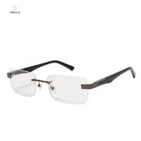 Lunettes de vue sans monture en métal, branches ultra légères en acier inoxydable, plaquettes de nez confortables, design minimaliste, usage quotidien