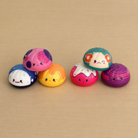 Jouet Squishy en PU à Remontée Lente en Forme de Boulette Vapeur, Balle Souple à Presser avec Boîte Ronde, Jouet Anti-Stress Fidget