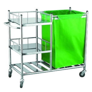 Lekang Stainless Steel Nursing Cart 3 Tier 900x450x880 Mm With Waste Bag Hospital Use - Product Image 2