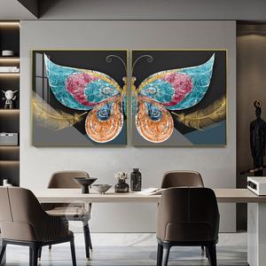 Venta al por Mayor de Fábrica, Personalización de Lujo, Impresión de Alta Definición, Decoración del Hogar, Pintura de Porcelana con Cristales de Mariposa, Luz LED - Product Image 3