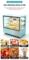 Vitrina Refrigerada para Pasteles con Cubierta de Vidrio Curvo, Enfriada por Aire, para Panadería Comercial, con Iluminación LED