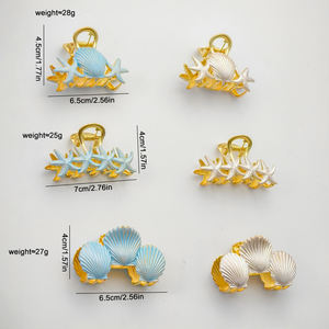 وصل حديثًا مقاطع قذيفة زيتية ذهبية زرقاء اللون موضة سبيكة معدنية نجم سمك القرش للنساء عطلة الصيف - Product Image 6