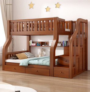 Lit superposé moderne en bois de pin massif, lit mère-enfant haut-bas, <span class=keywords><strong>couchette</strong></span> supérieure/inférieure, armoire à deux étages, lits pour enfants - Product Image 2