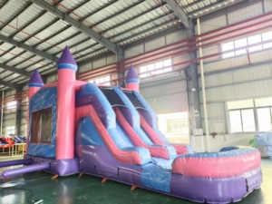 Casa Inflable con Toboganes Dobles, Temática <span class=keywords><strong>de</strong></span> Princesa Rosa y Morada (Uso en Seco o Mojado) - Product Image 2