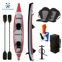 Kayak gonflable de compétition pour équipes, trois places, modèle 2026, le plus vendu, avec pompe, sac à dos et trousse de réparation, kayak à pédales 3 personnes 3,1 - 4m