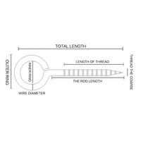 Lot de 100 crochets à œil en fer et clous à œil de mouton, plaqués zinc, métriques/pouces, accessoires de bricolage pour la fabrication de pendentifs