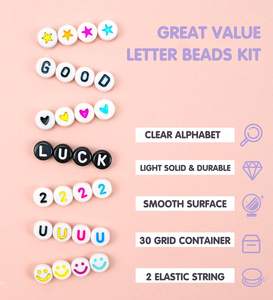 1520 pièces acrylique 4*7mm Alphabet perle ronde lettre Bracelet avec perles en forme de coeur pour la fabrication de bijoux Bracelets d'amitié - Product Image 5