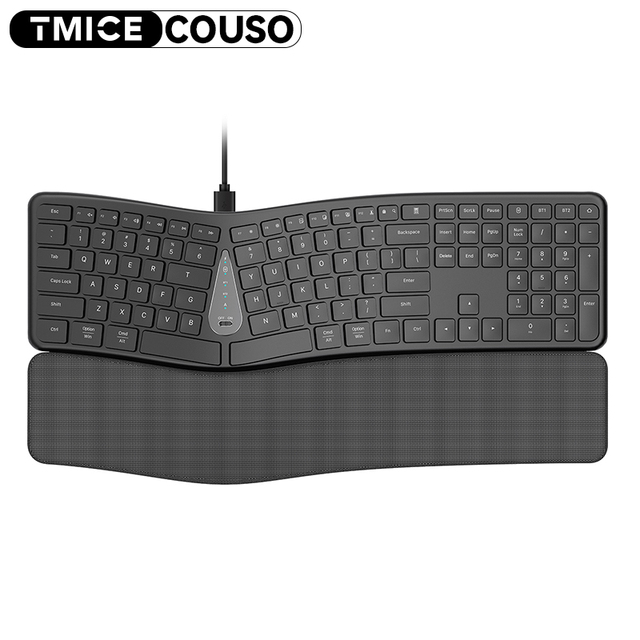 Custom 111 Keys Wired Keyboard USB Split Keyboard PC Computer Ergonomic Keyboard with Cushioned Wrist and Palm Rest