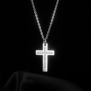 Collier pendentif croix religieuse en zircon cubique plaqué noir, design délicat chrétien, nouveau modèle 2021 - Product Image 2