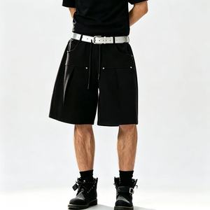 Wholesale High Quality Heavyweight Knit 320G Short Cotton Polyester Casual Shorts Solid Color Loose Fit Rivets Running Shorts
