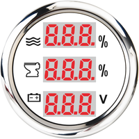 Compteur multifonction numérique 3-en-1 52 mm à panneau noir pour eau douce/eaux usées/tension 9-32V pour camping-car/bateau/voiture