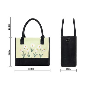 Excellent Quality Green Floral Reusable Rope Handle Tote Bag with <b>Secure</b> Zipper Closure for Daily Shopping and Office Use - Product Image 5