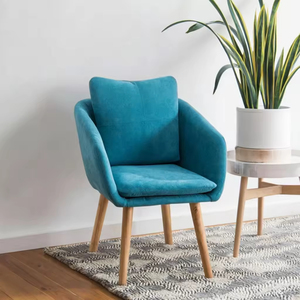 <span class=keywords><strong>Fauteuil</strong></span> en tissu velours de style nordique moderne avec pieds en <span class=keywords><strong>bois</strong></span> pour chambre à coucher, bureau à domicile, salon, salle à manger, restaurant - Product Image 2