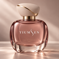 Flacon de parfum en verre rose de luxe avec logo personnalisé, col serti, bouchon haut de gamme, emballage de parfum haut de gamme