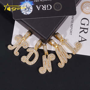 Bất 925 sterling Silver vvs kim cương vượt qua Kim Cương Tester hip hop đồ trang sức ban đầu thư Iced out moissanite Mặt dây chuyền - Product Image 3