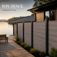 Clôture en composite gris Lakeside WPC pour terrasse de chalet en bord de mer, quai et jardin