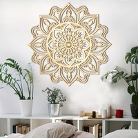 Art mural en métal découpé au laser en forme de lotus |   Décoration murale Mandala bouddhiste pour salon zen, papier peint à feuilles d'or, papier peint floral