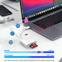 Adaptador de cámara digital de transferencia ultrarrápida 2 en 1 con interfaz de cable dual USB C OTG, lector de tarjetas de memoria SD y TF