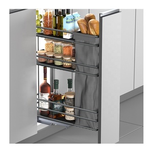 Panier à pain coulissant en fil métallique à 3 niveaux, couleur noire, accessoires d'organisation pour armoire de cuisine 02.2A.RWD20731.904, fournisseur chinois - Product Image 2