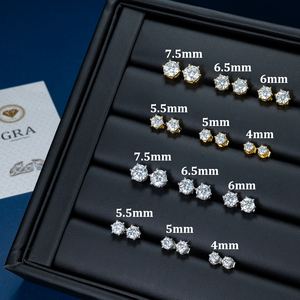 ต่างหูเงินแท้ 925 ชุบทองคำขาว 14K ประดับเพชรโมอิสซาไนต์ VVS 1 กะรัต 2 กะรัต ผ่านการทดสอบ GRA สำหรับผู้หญิงและผู้ชาย เครื่องประดับหรูหรา - Product Image 4