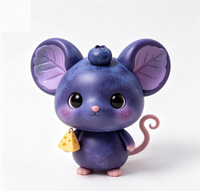 Figurine de souris bleu-bleuets Kawaii personnalisée OEM, en PVC et ABS moulé par injection, mignon rat violet avec boîte mystère de collection, jouet pour cadeau