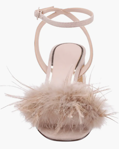 Scarpe da Sposa per Donna <span class=keywords><strong>con</strong></span> Lussuose <span class=keywords><strong>Piume</strong></span> Finte, Sandali Comodi <span class=keywords><strong>con</strong></span> Tacco a Blocco, Punta Aperta Rotonda, Cinturino alla Caviglia, <span class=keywords><strong>Tacchi</strong></span> Estivi - Product Image 3