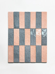 <span class=keywords><strong>Piastrelle</strong></span> a striscia lunga bicolore blu polvere e <span class=keywords><strong>rosa</strong></span>, fatte a mano, per pareti decorative di bagni o docce - Stile Internet Celebrity - Product Image 3