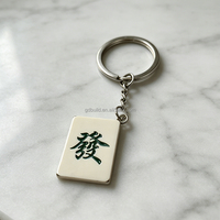 Kartu Poker Mahjong Dua Sisi Custom, Gantungan Kunci dengan Logo Cetak UV, Personalisasi, Tahan Air, Bahan Zinc Alloy Custom