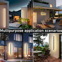 Applique murale extérieure minimaliste 12W 12V LED haut/bas, bande longue, base en acier inoxydable, étanche IP65, polycarbonate, jardin, 3500K