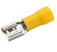 Connecteur de fil de bêche isolé en vinyle mâle et femelle à déconnexion rapide Terminal à sertir électrique 12-10 AWG 6.3mm Jaune 100 Pack