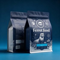 Pochette à fond plat personnalisée en aluminium avec fermeture éclair, barrière anti-humidité et anti-lumière pour l'emballage des aliments pour furets, pour une conservation longue durée