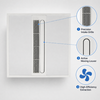Keuken Badkamer Vierkante 600x600mm Plafondventilator LED Licht 25W Laag Geluidsniveau Stille Inbouw Elektrische Afzuigventilator