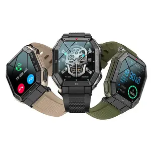 K55 jam tangan pintar untuk pria Android, gelang olahraga pelacak kebugaran tahan air IP68 dengan denyut jantung 2024