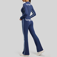 Ensemble de yoga 2 pièces rayé taille haute avec logo personnalisé, pour la course et le sport, effet lifting des fesses et amincissant, vêtements de sport sensation seconde peau