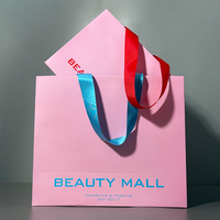 Custom Printed Brown Craft Paper Luxury Customizable Size Paperboard Shopping Bags Ribbon Handles Eco-Friendly Lamination