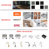 Armoires de cuisine modernes modulaires en contreplaqué sur mesure Alland, laquées noires, avec robinet, pour salle à manger et appartement