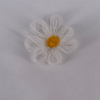 Patchs de fleurs artificielles en fil de laine à tricoter au Crochet fait main pour accessoires de vêtements