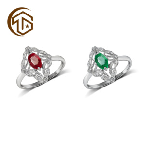 Set di Gioielli in Argento 925 all'Ingrosso dalla Cina, Anello di Fidanzamento per Donna Resistente all'Ossidazione <span class=keywords><strong>e</strong></span> Impermeabile, Regalo in Oro Massiccio 14k 18k <span class=keywords><strong>con</strong></span> Rubino <span class=keywords><strong>e</strong></span> Smeraldo - Product Image 1