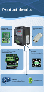 ตัวแปลงความถี่ตัวแปร220V 380V VFD ควบคุมความถี่0.4KW 4KW ระดับอุตสาหกรรม - Product Image 6