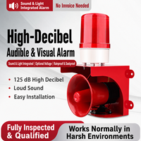 Alarma Sonora y Luminosa - Dispositivo de Alarma Giratorio con Voz y Control Remoto de Alto Decibelio - Bocina de Incendio Industrial - 12V - 220V