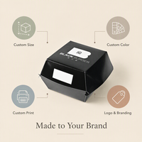 Cajas para Hamburguesas para Llevar, Embalaje Biodegradable Desechable para Sándwiches, Hamburguesas, Papas Fritas, Tamaño Personalizado, Color Personalizado