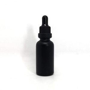 Envase para Aceite Capilar de 30 ml, Botella de Vidrio Esmerilado Cosmético con Gotero Negro Mate y Tapas Negras a Prueba de Manipulación - Product Image 1