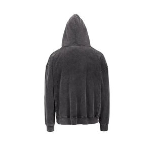 Sweat à capuche pour homme en coton lourd avec strass, délavé à l'acide, délavé au soleil, broderie, fermeture éclair, streetwear pour l'automne - Product Image 6