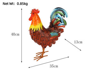 Adorno de Gallo Metálico 3D Colorido, Escultura Rústica de Pollo de Hierro para Decoración de Jardín, Patio o Terraza - Product Image 6