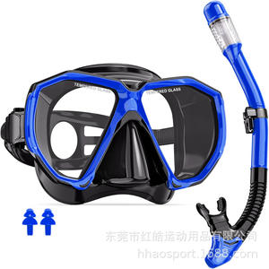 Set de Máscara de Snorkel con Snorkel de Sistema Seco, Cristal Templado, Silicona, Equipo de Buceo para Adultos, Amarillo y Negro - Product Image 3