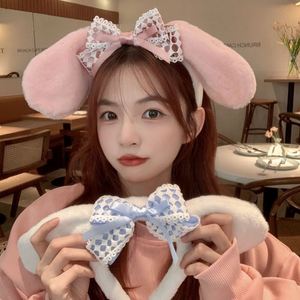 Diadema de Felpa con Diseño de Conejo Dulce y Lindo <span class=keywords><strong>para</strong></span> Mujer, Accesorios de Otoño e Invierno, Antideslizante, Estilo Nuevo, con Lazo - Product Image 1