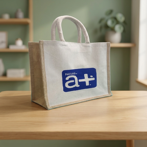 Eco Friendly New Arrival Custom Pattern Burlap Jute <b>Medium</b> Size Reusable Gift Tote Bag Durable Shopping <b>Handbag</b> - Product Image 2
