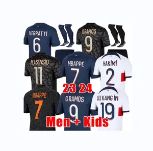 23 24 MBAPPE Soccer Jerseys 2023 2024 PSGS SERGIO RAMOS HAKIMI Maillots De Adults Kids Football Jersey ICARDI VERRATTI DI MARIA