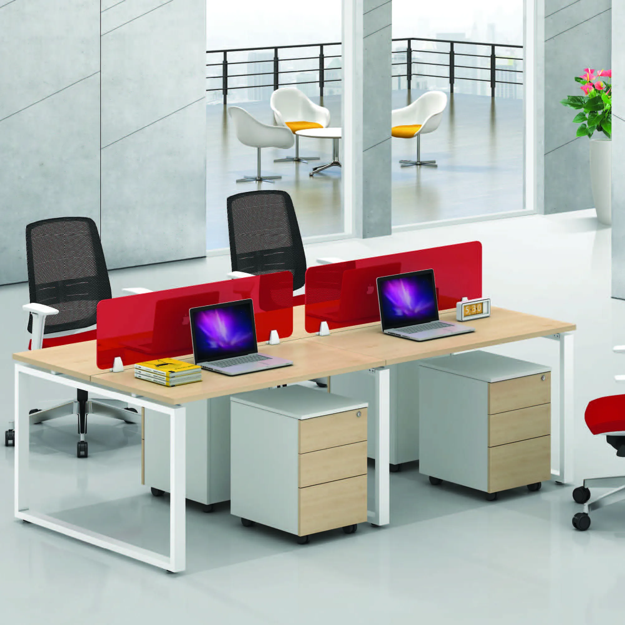 간단한 사무실 워크 스테이션 입 글꼴 책상 4/6 직원 컴퓨터 스크린 부스 직원 책상