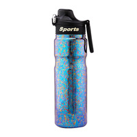 Bouteille isotherme sport premium en titane pur de 650 ml avec double ouverture et paille en titane, boîte cadeau, logo personnalisé, vente en gros